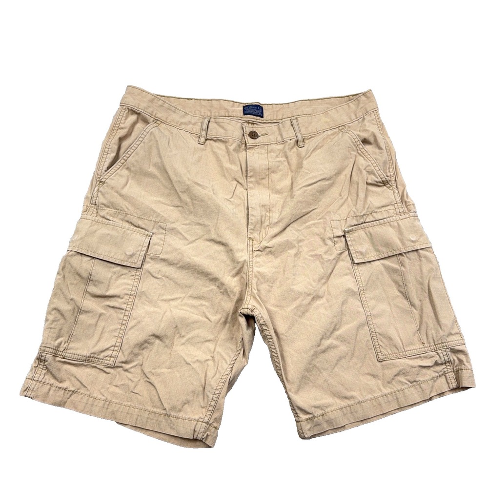 Levis Cargo Shorts Men 38 Tan Brown Rip Stop Canvas Hiking Dad Adult Utility